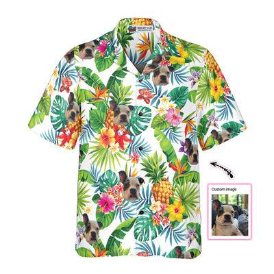 Dog Custom Photo Hawaiian Shirt, Tropical Pineapple Custom Men Hawaiian Shirt - Perfect Gift For Men, Dog Lovers, Husband, Boyfriend, Friend, Family - Amzanimalsgift