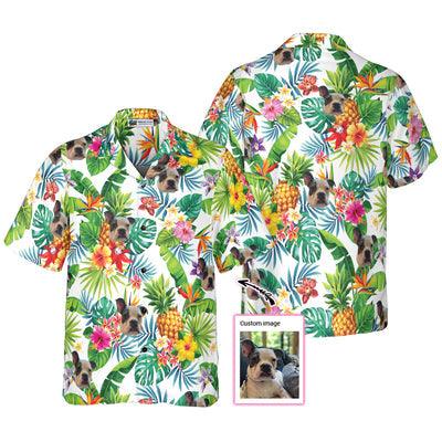 Dog Custom Photo Hawaiian Shirt, Tropical Pineapple Custom Men Hawaiian Shirt - Perfect Gift For Men, Dog Lovers, Husband, Boyfriend, Friend, Family - Amzanimalsgift