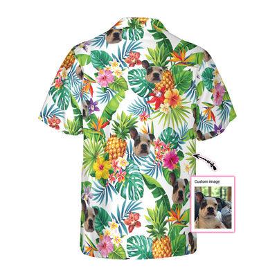 Dog Custom Photo Hawaiian Shirt, Tropical Pineapple Custom Men Hawaiian Shirt - Perfect Gift For Men, Dog Lovers, Husband, Boyfriend, Friend, Family - Amzanimalsgift