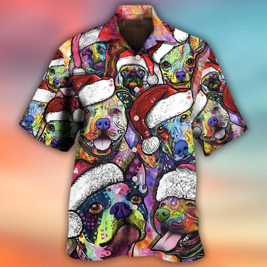 Dog Hawaiian Shirt, Dog Christmas Colorful Art Style Aloha Hawaiian Shirt For Summer, Gift For Men Women, Dog Lover, Friends - Amzanimalsgift