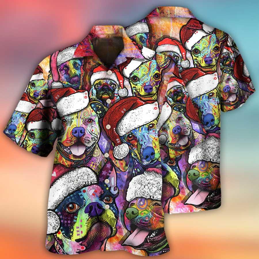Dog Hawaiian Shirt, Dog Christmas Colorful Art Style Aloha Hawaiian Shirt For Summer, Gift For Men Women, Dog Lover, Friends - Amzanimalsgift