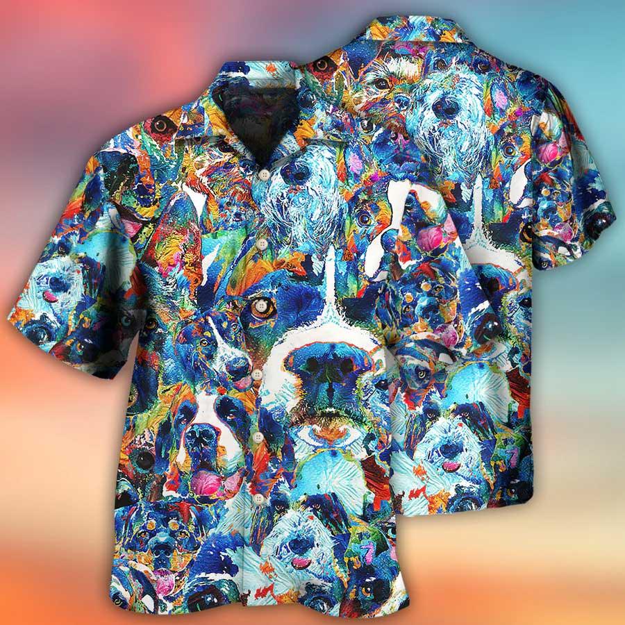 Dog Hawaiian Shirt, Dog Delight Art Style Aloha Hawaiian Shirt For Summer, Gift For Men Women, Dog Lover, Dog Mom Dad - Amzanimalsgift