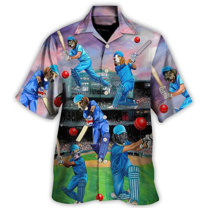 Dog Hawaiian Shirt, Funny Dog And Cricket Aloha Hawaiian Shirt For Summer, Dog Hawaiian Shirts Matching Outfit For Men Women, Cricket Dog Lovers - Amzanimalsgift