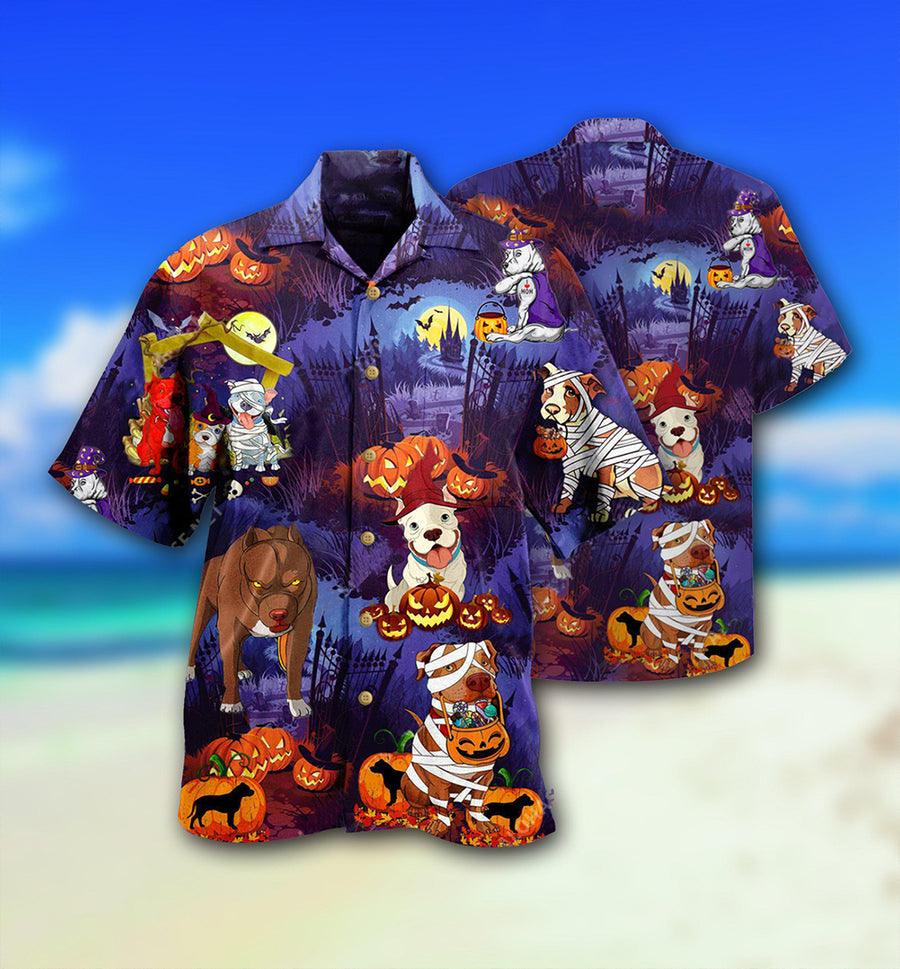 Dog Hawaiian Shirt, Halloween Dogs Night Scary Aloha Hawaiian Shirt For Summer, Dog Hawaiian Shirts Matching Outfit For Men Women, Dog Lovers - Amzanimalsgift