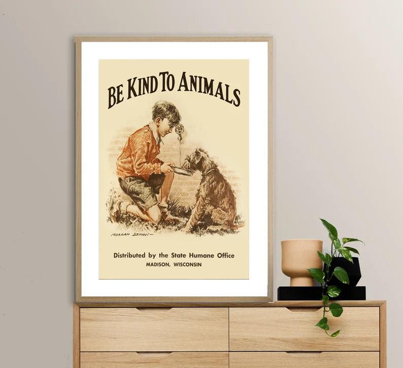 Dog Portrait Canvas - Human Loves Dog, Be Kind to Animals - Gift For Family, Friends, Dog Lovers, Animal Lovers - Amzanimalsgift