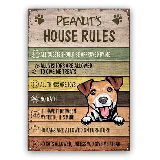 Dog Portrait Canvas - Peanut's House Rules, All Guests Should Be Approved By Me Canvas - Perfect Gift For Dog Lover - Amzanimalsgift