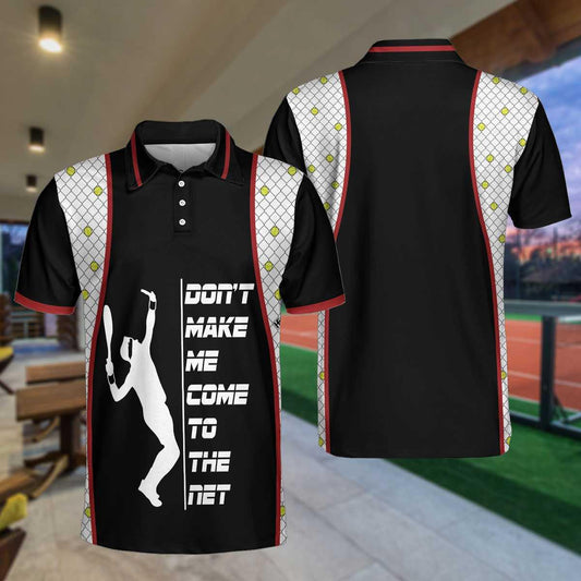 Don't Make Me Come To The Net Tennis Polo Shirt, Short Sleeve Black Tennis Shirt For Men, Polo Shirt Gift For Men, Gift For Tennis Lovers - Amzanimalsgift