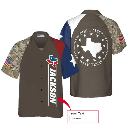 Don't Mess With Texas Custom Name Hawaiian Shirt, State Of Texas Map, Texas Camo, Colorful Summer Aloha Shirt For Men Women, Perfect Gift For Friend - Amzanimalsgift