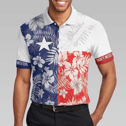 Don't Mess With Texas Flag Tropical Texas Polo Shirt, Texas Bluebonnet Shirt For Men, Polo Shirt For Men, Best Gift For Texas Lovers - Amzanimalsgift