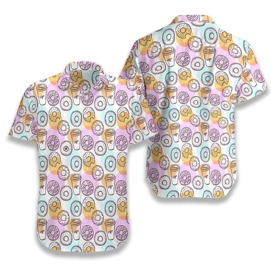 Donut Aloha Hawaiian Shirt, Funny Donut And Coffee Seamless Pattern Hawaiian Shirt, Coffee Hawaiian Shirt - Gift For Men Women, Friends, Family - Amzanimalsgift