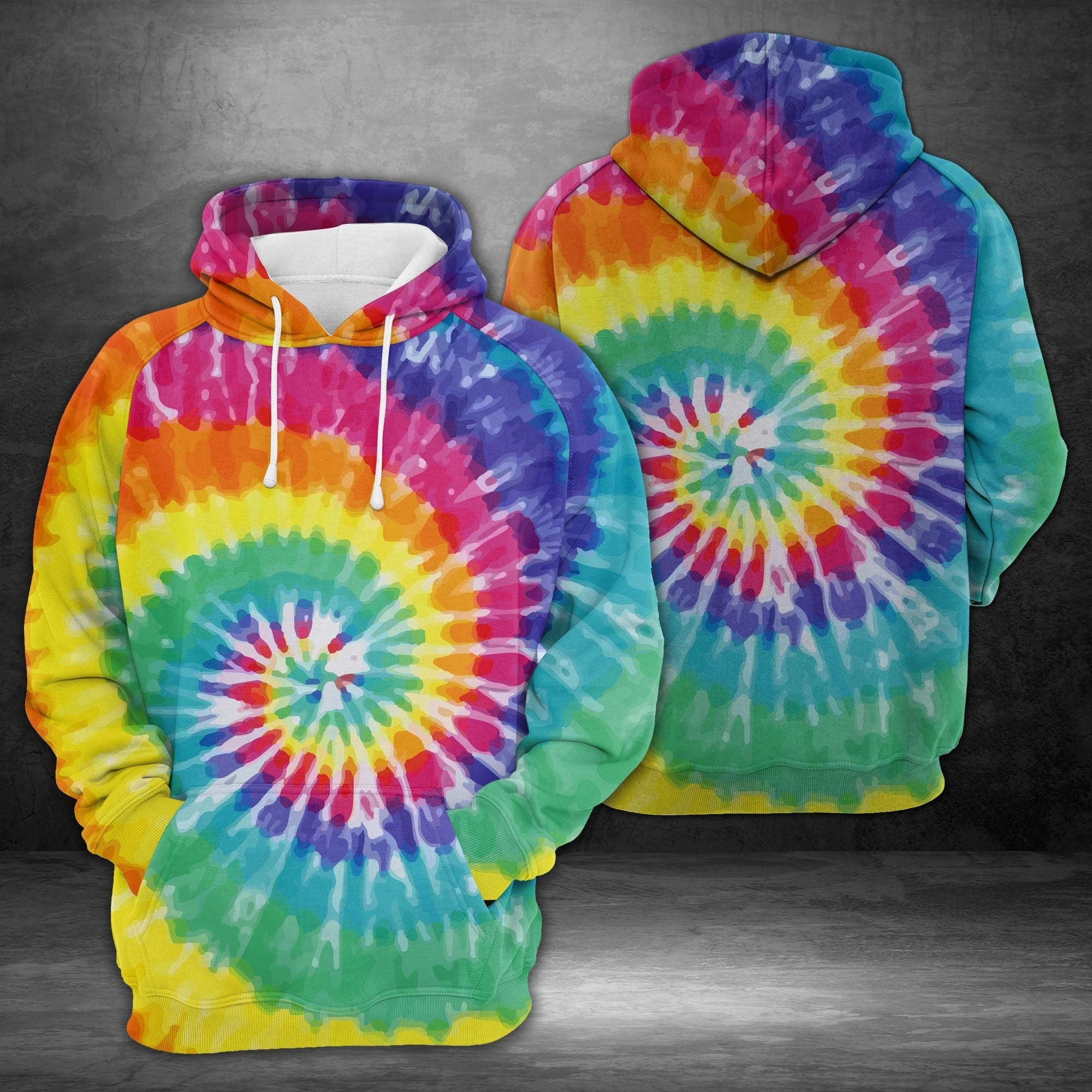 Tie Dye Pattern Pullover Premium Hoodie, Perfect Outfit For Men And Women On Christmas New Year Autumn Winter