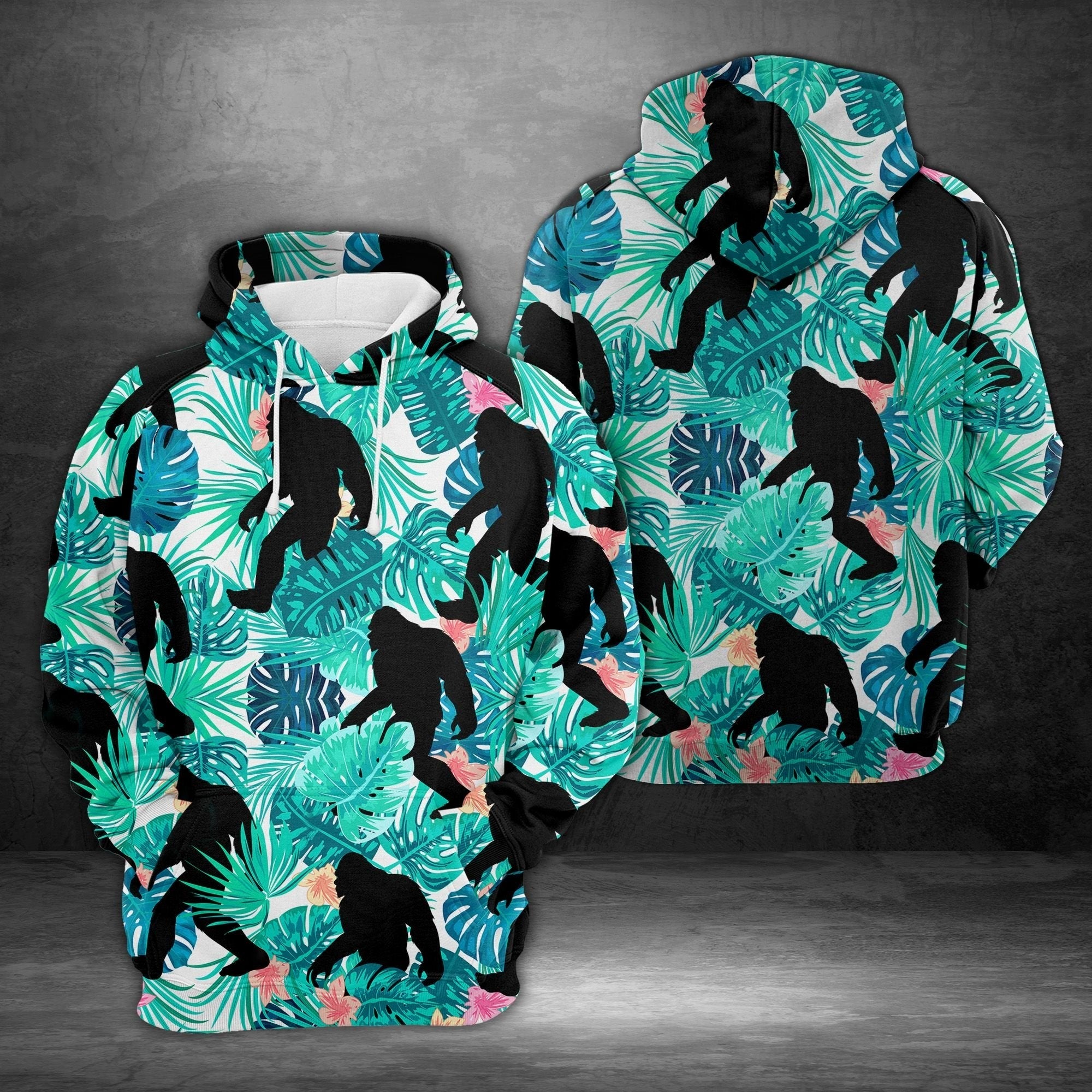 Bigfoot Tropical Pullover Premium Hoodie, Perfect Outfit For Men And Women On Christmas New Year Autumn Winter