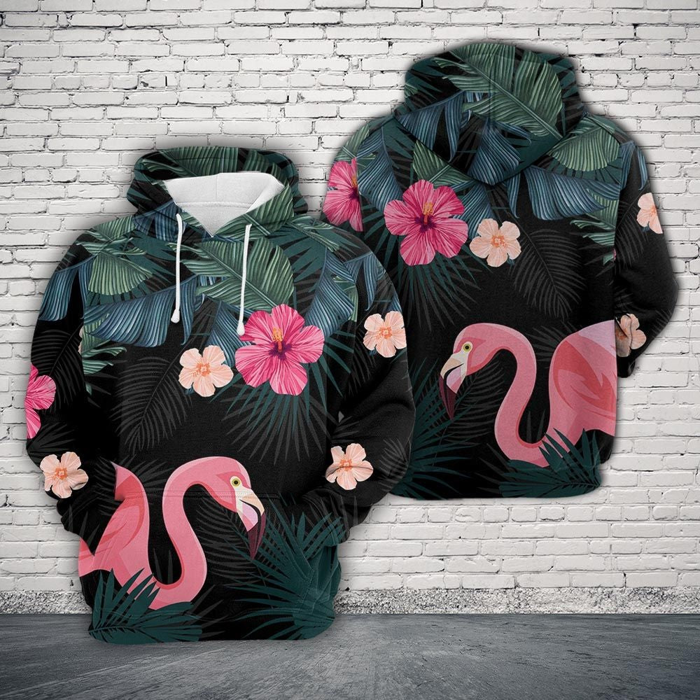 Flamingo Tropical Pullover Premium Hoodie, Perfect Outfit For Men And Women On Christmas New Year Autumn Winter