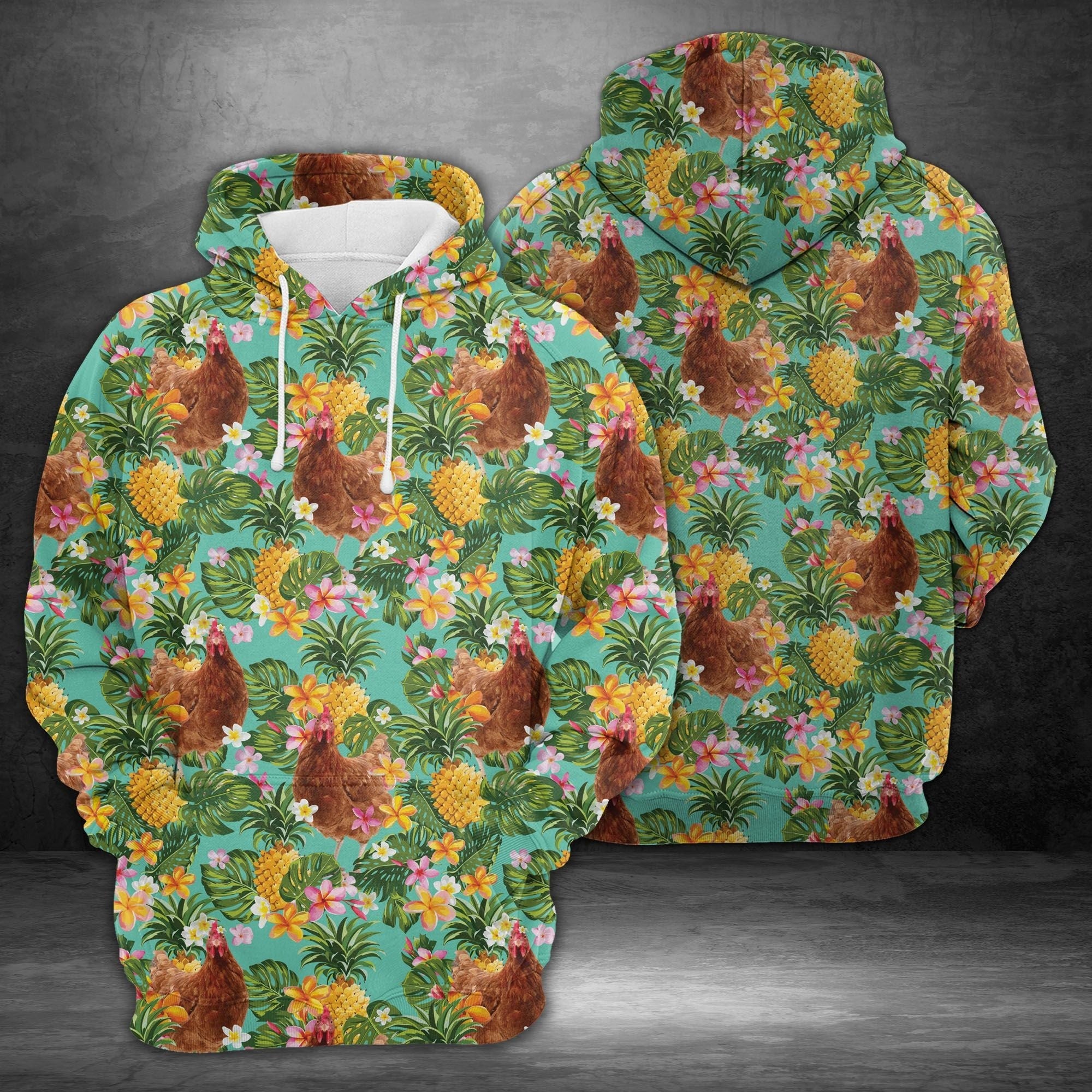 Chicken Tropical Pineapple Pullover Premium Hoodie, Perfect Outfit For Men And Women On Christmas New Year Autumn Winter