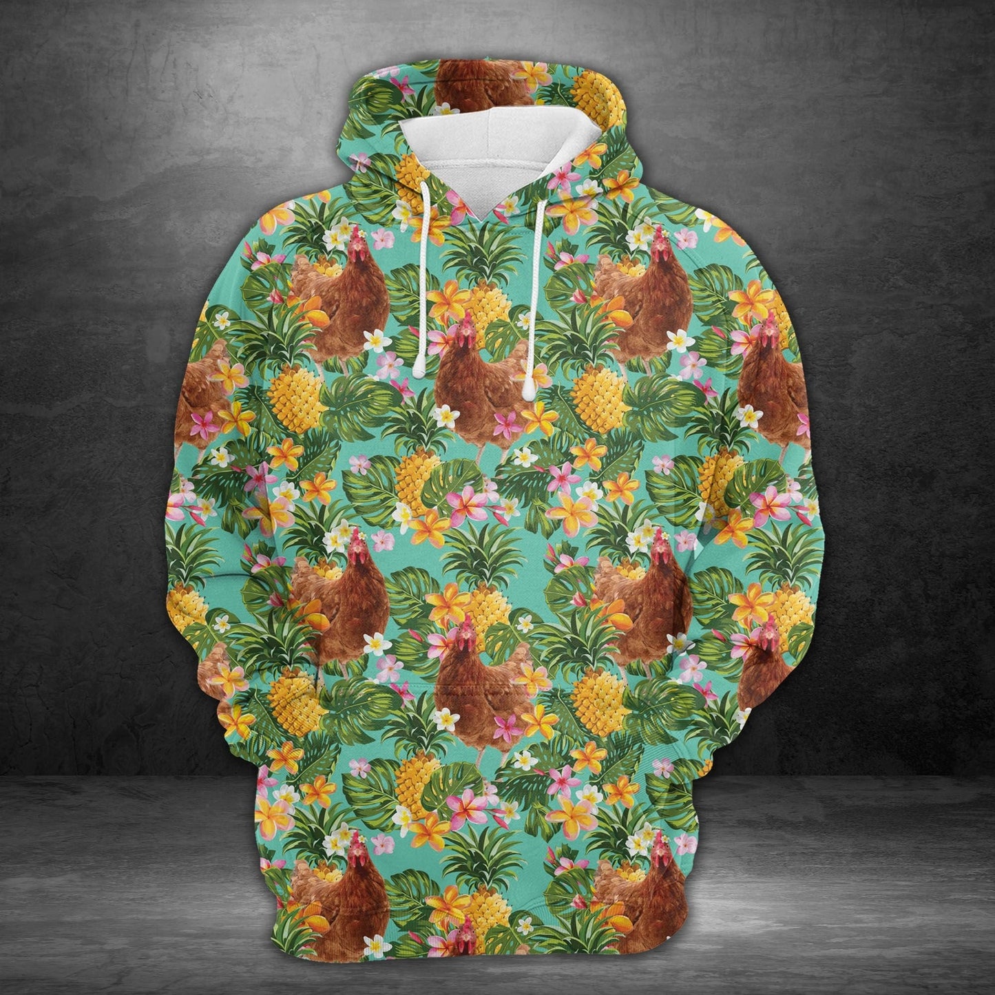 Chicken Tropical Pineapple Pullover Premium Hoodie, Perfect Outfit For Men And Women On Christmas New Year Autumn Winter