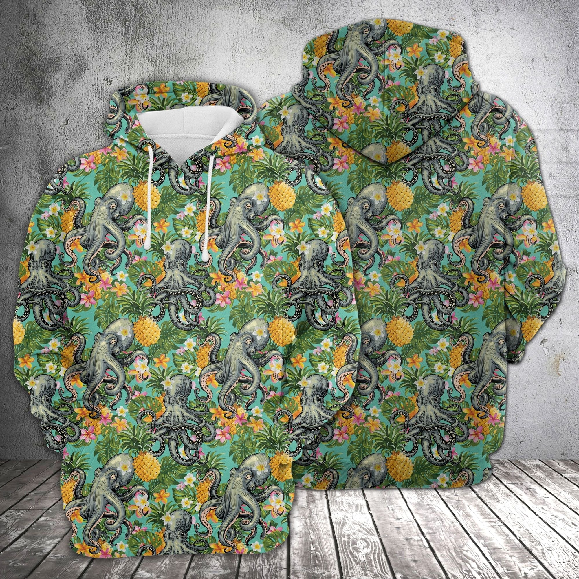 Octopus Tropical Pineapple Pullover Premium Hoodie, Perfect Outfit For Men And Women On Christmas New Year Autumn Winter