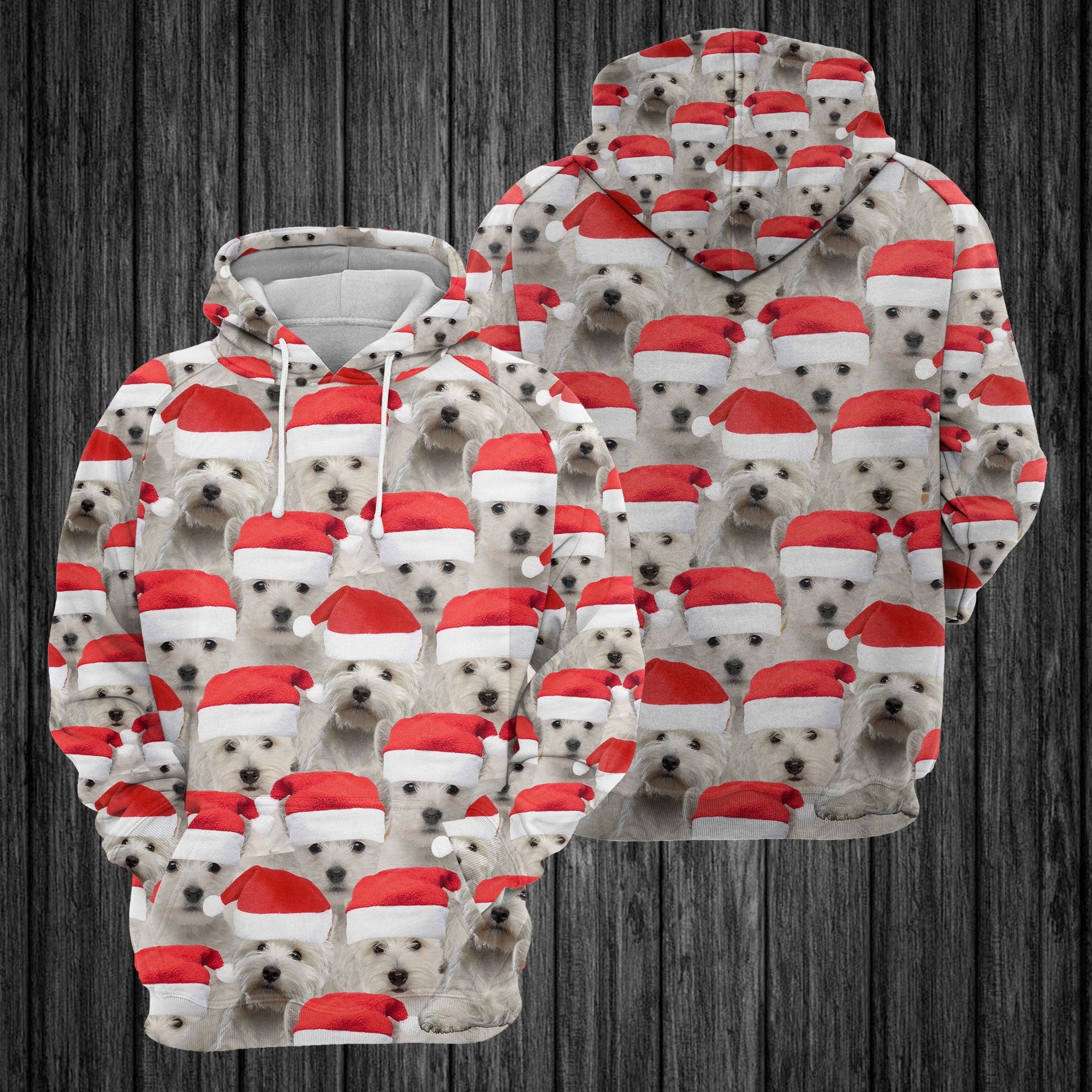 West Highland White Terrier Christmas Hat Pullover Premium Hoodie, Perfect Outfit For Men And Women On Christmas New Year Autumn Winter