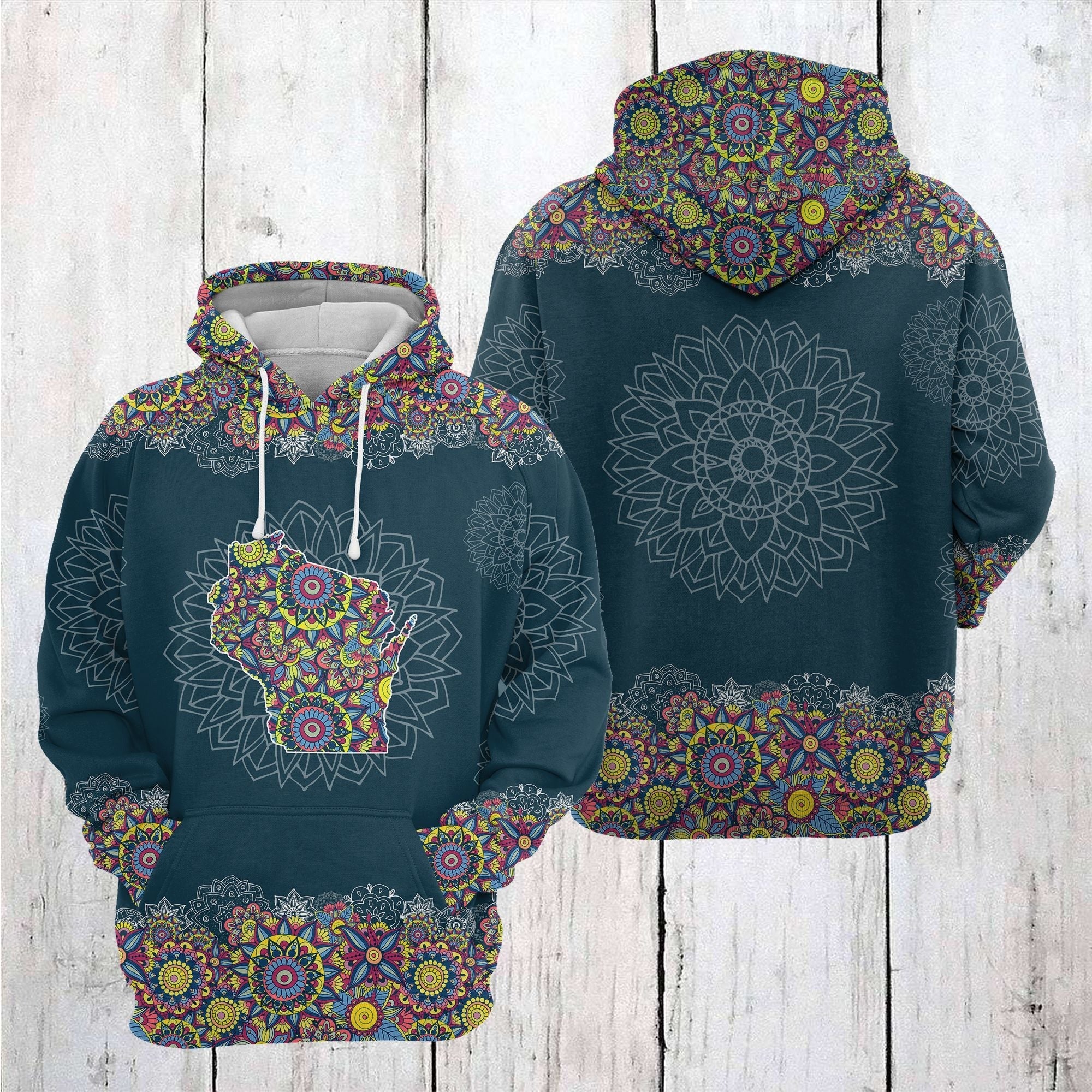 Wisconsin Mandala Pullover Premium Hoodie, Perfect Outfit For Men And Women On Christmas New Year Autumn Winter