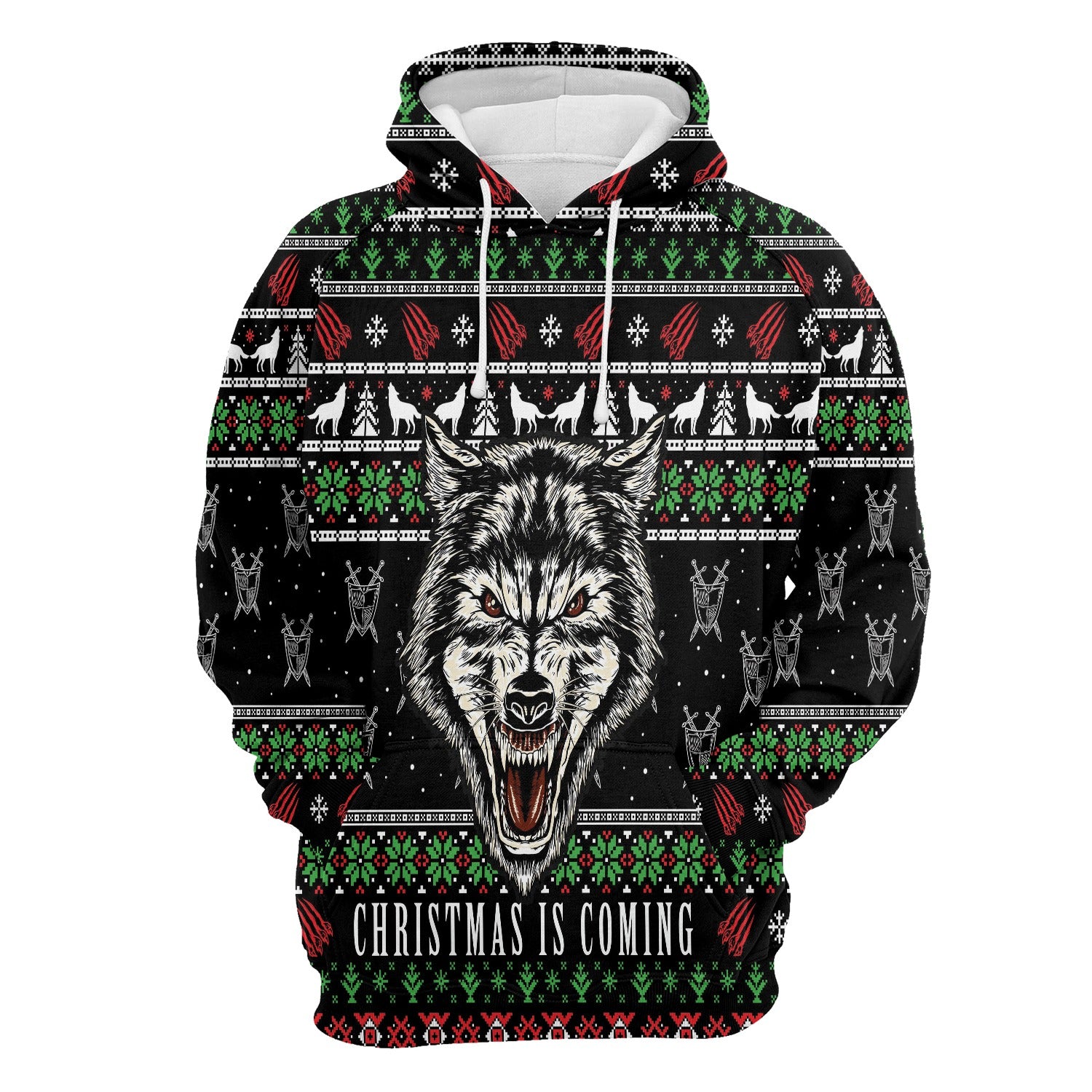 Wolf Christmas Is Coming Pullover Premium Hoodie, Perfect Outfit For Men And Women On Christmas New Year Autumn Winter