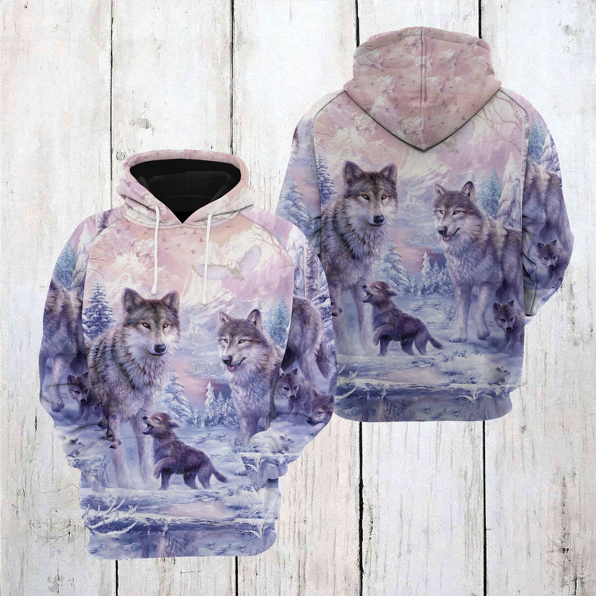 Wolf Family Winter Pullover Premium Hoodie, Perfect Outfit For Men And Women On Christmas New Year Autumn Winter