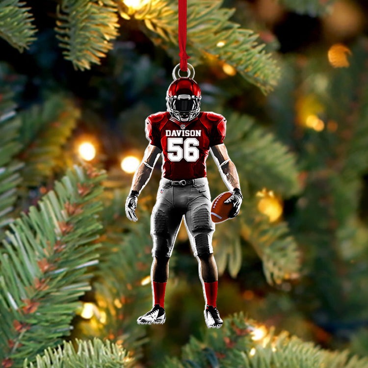 Personalized American Football Acrylic Ornament, Christmas Ornament For Football Player, Custom Shape Ornament Football Player