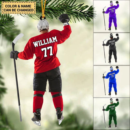 Personalized Ice Hockey Acrylic Ornament, Gift For Hockey Players - Best Custom Shape Ornament Christmas