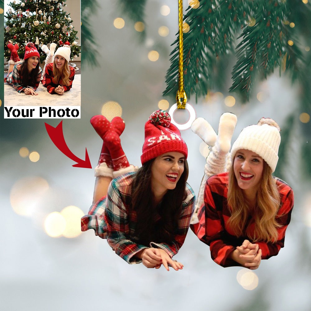 Custom Photo Acrylic Ornament Xmas - Custom Photo Ornament Bestfriend, Besties Deco Ornament