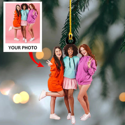 Custom Photo Acrylic Ornament Xmas - Custom Photo Ornament Bestfriend, Besties Deco Ornament