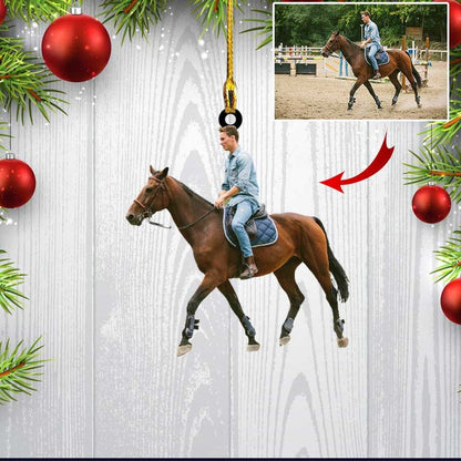 Custom Photo Horse Christmas Ornament For Horse Girl, Horse Farmhouse Ornament For Him and Her, Son And Daughter, Custom Shape Acrylic Ornament