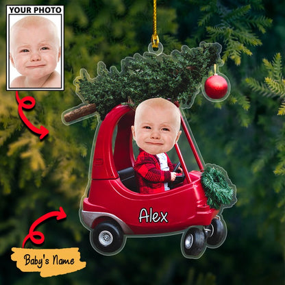 Custom Photo Baby’s First Christmas Pictures Ornament, Custom Shape Acrylic Ornament