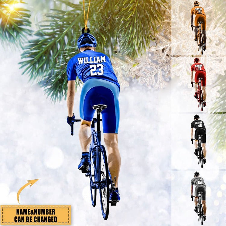 Personalized Cyclist, Bike Riding Acrylic Ornament, Gift For Cyclists - Personalized Ornament Christmas Decor