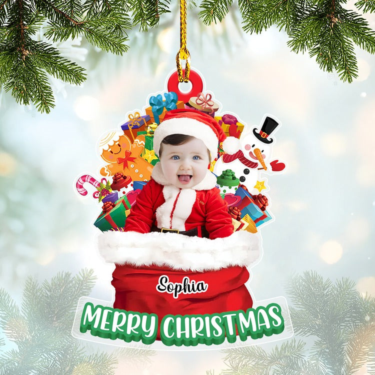 Baby Gift Ornament Christmas - Personalized Flat Acrylic Ornament Baby, Cute Baby Ornament, Home Decor Christmas