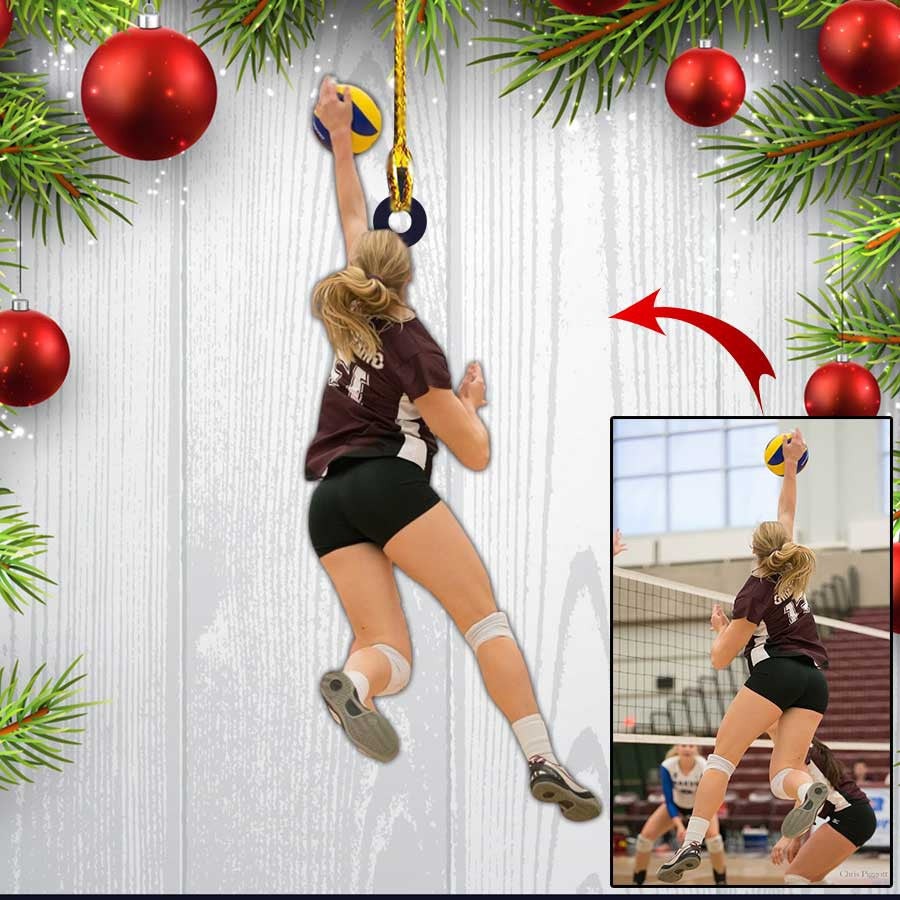 Custom Photo Volleyball Women Christmas Ornament For Her, Volleyball Man Ornament For Christmas Decor