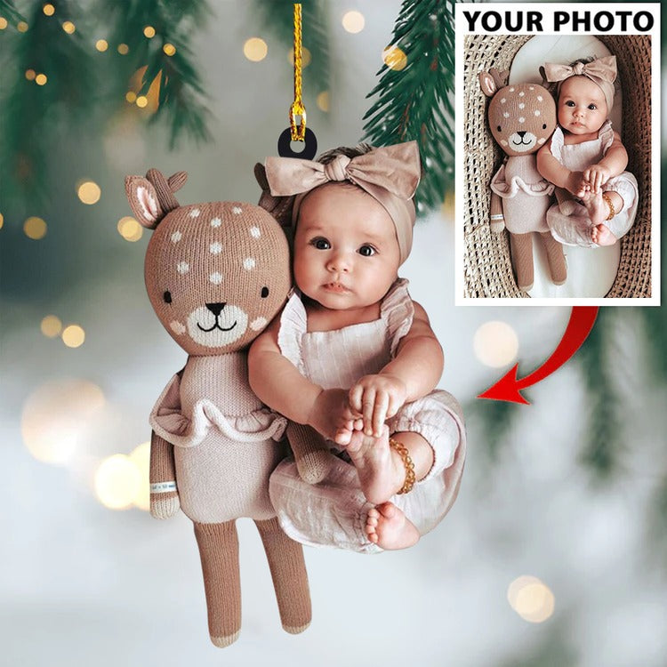 Cute Baby Photo Ornament For Holiday, Custom Photo Shape Acrylic Ornament