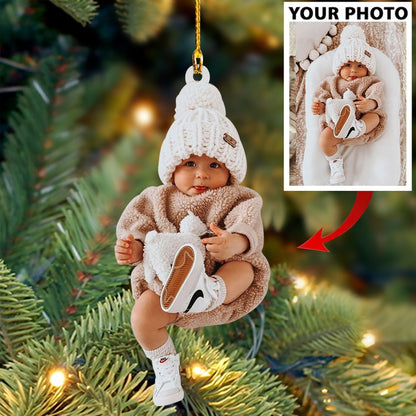 Cute Baby Photo Ornament For Holiday, Custom Photo Shape Acrylic Ornament
