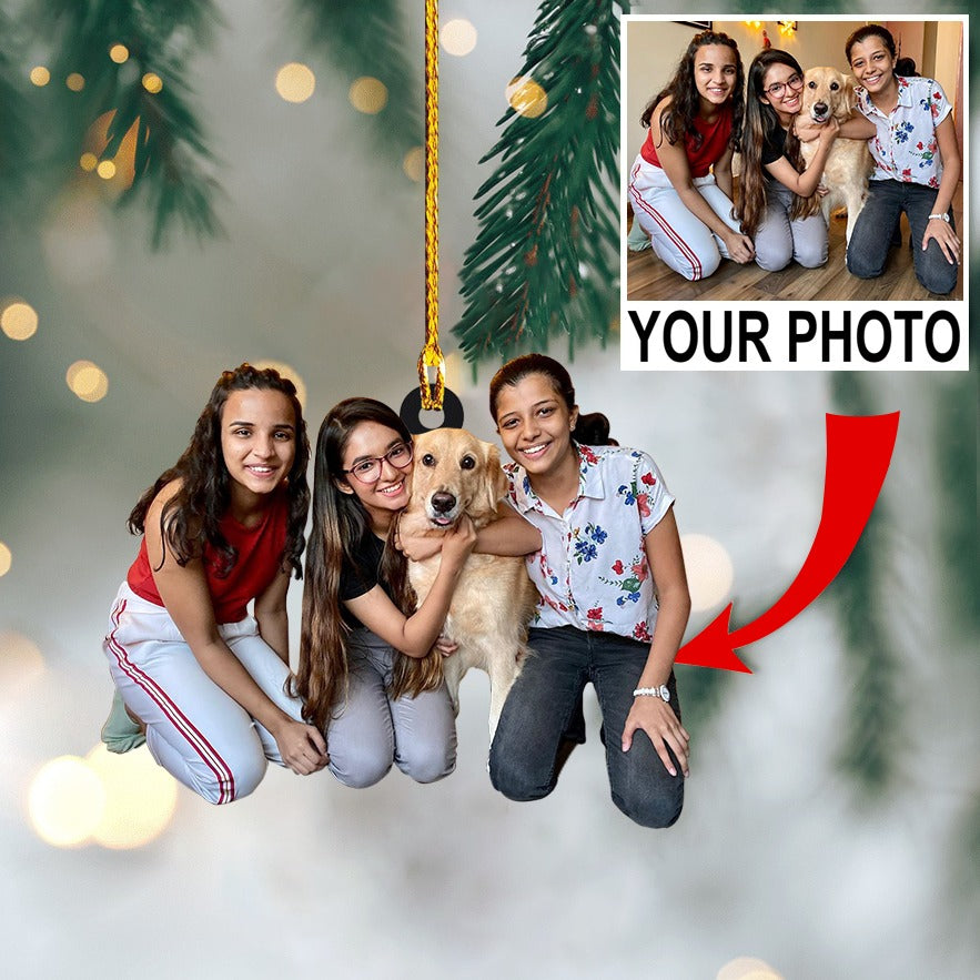 Friends And Dogs Cute Custom Photo Ornament, Custom Photo Shape Acrylic Ornament