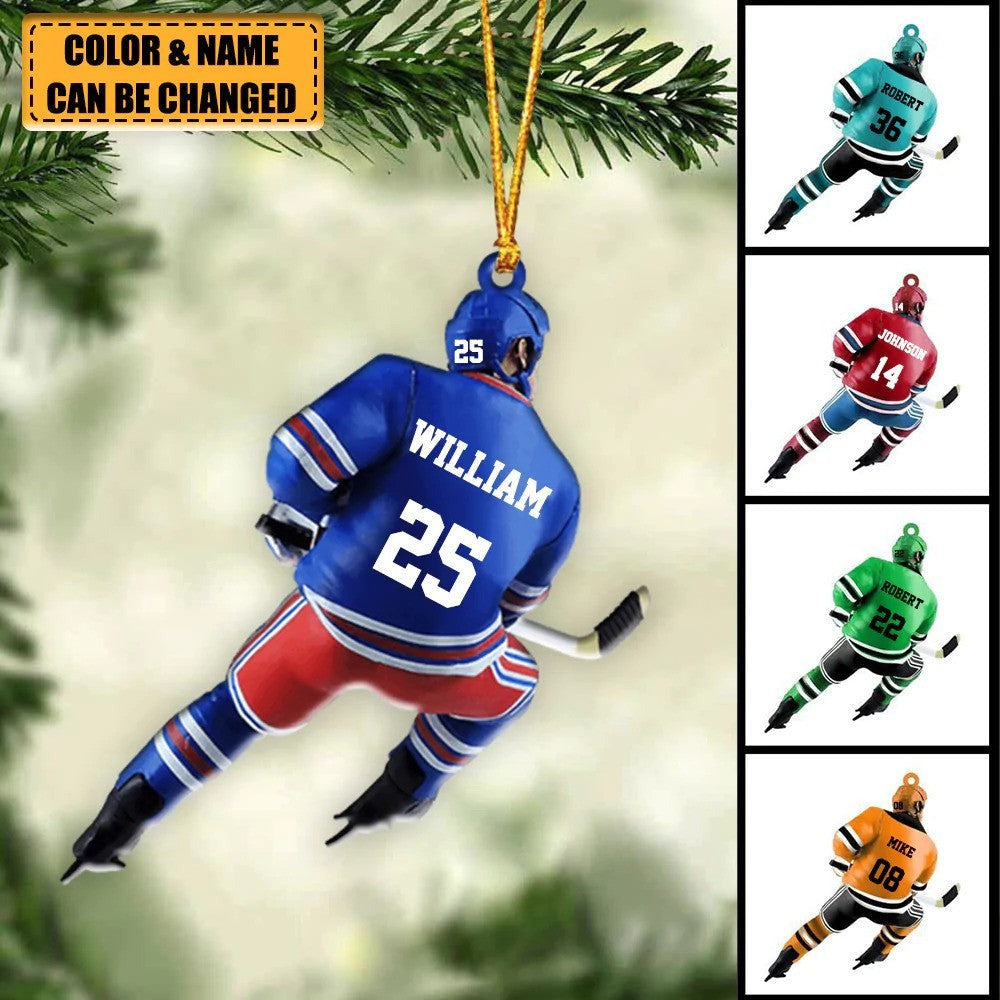 Personalized Ice Hockey Player Christmas Ornament - Great Gift Idea For Ice Hockey Lovers