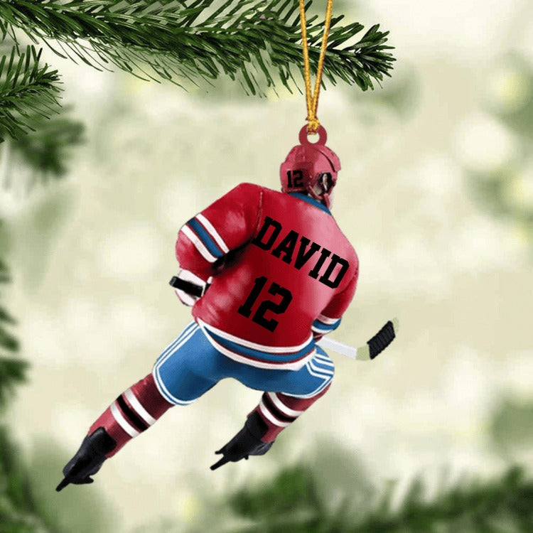 Personalized Ice Hockey Player Christmas Ornament - Great Gift Idea For Ice Hockey Lovers