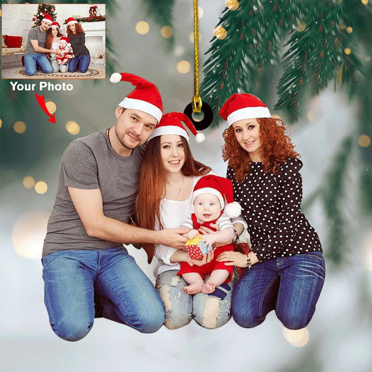 Custom Photo Family For Christmas Acrylic Ornament - Christmas Ideas For Family, Home Decor