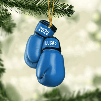 Personalized Boxing Glove Acrylic Christmas Ornament - Housewarming Gift, Sports Lover, UFC Decor Gift