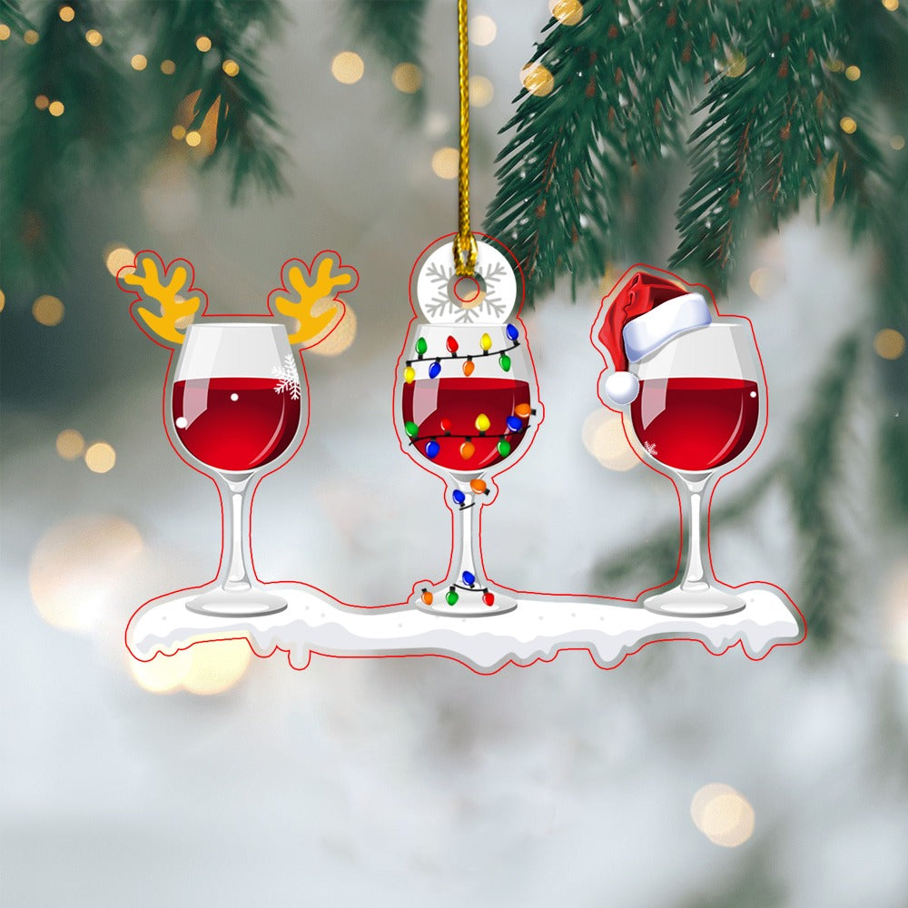 Red Wine Glasses Christmas Acrylic Ornament