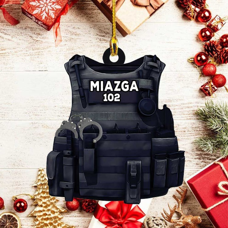 Personalized Police Bulletproof Vest Ornament, Police Christmas Ornament For Him