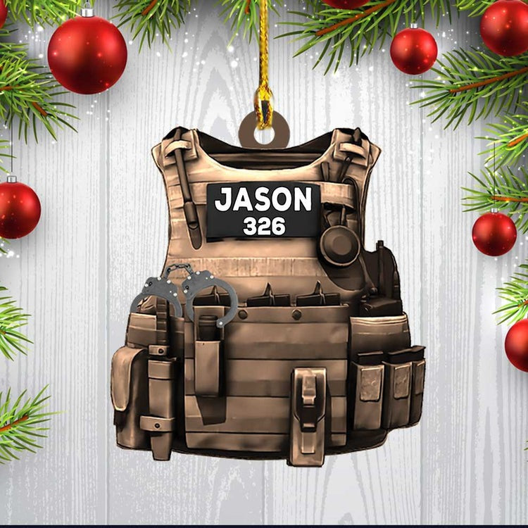 Personalized Police Bulletproof Vest Ornament, Police Christmas Ornament For Him