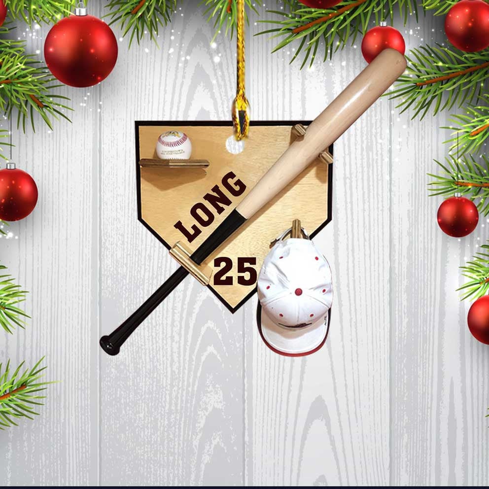 Personalized Baseball America Custom Name Number Ornament, Christmas Gifts