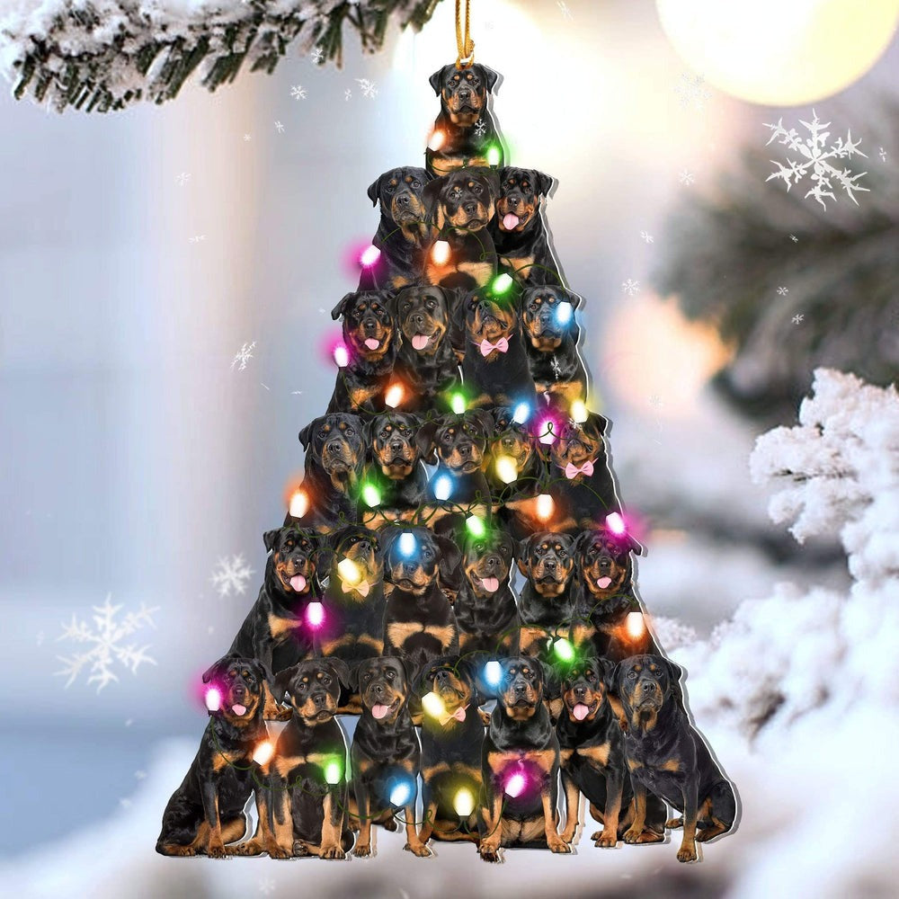Rottweiler Christmas Tree Shaped Acrylic Ornament - Christmas Gift For Rottweiler Lovers, Dog Lovers