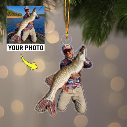 Customized Photo Acrylic Ornament, Fishing Acrylic Christmas Ornament - Christmas Gift For Fishing Lovers, Fisherman