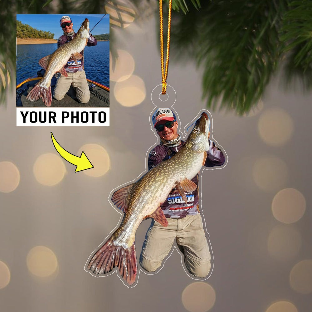 Customized Photo Acrylic Ornament, Fishing Acrylic Christmas Ornament - Christmas Gift For Fishing Lovers, Fisherman