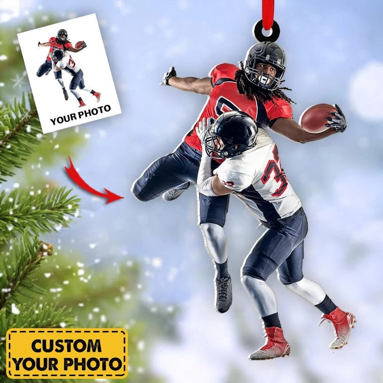 Custom Football Player Ornament - Personalized Gift for Football Lovers - Custom Photo Ornament For Football Fans