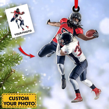 Custom Football Player Ornament - Personalized Gift for Football Lovers - Custom Photo Ornament For Football Fans
