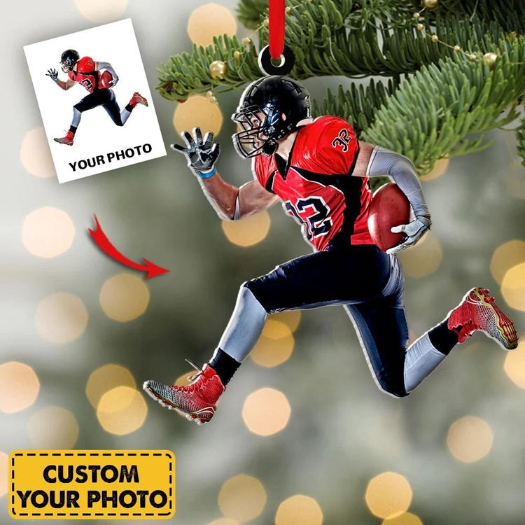 Custom Football Player Ornament - Personalized Gift for Football Lovers - Custom Photo Ornament For Football Fans